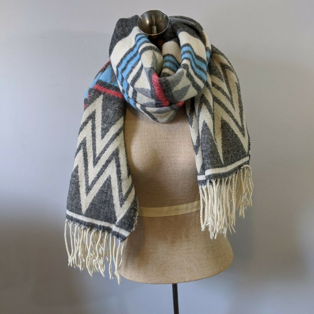 Oversized Chevron Scarf with Fringe